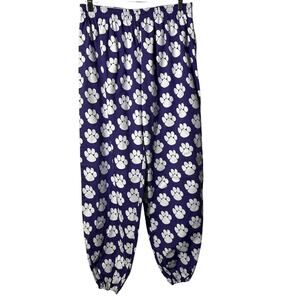 Paw Print Pants XL Purple White Joggers Made in USA Wildcats Tigers Bears Dogs